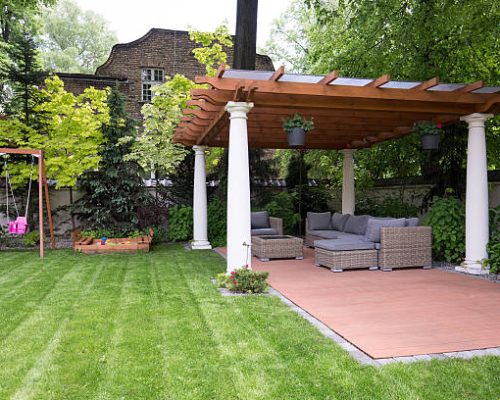 Picture of beauty garden with modern gazebo